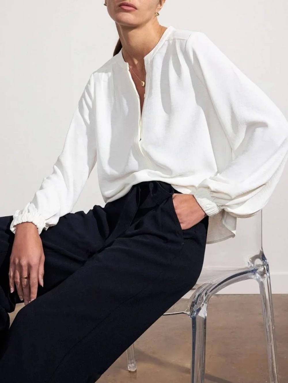 NEW Brochu Walker The Phoebe Blouse in Salt White. Sold-out designer style with - Picture 5 of 12